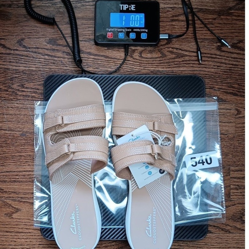 Clarks Breeze Piper Sandals Womens 10 Tan New Cloudsteppers Adjustable Slides - Picture 10 of 10